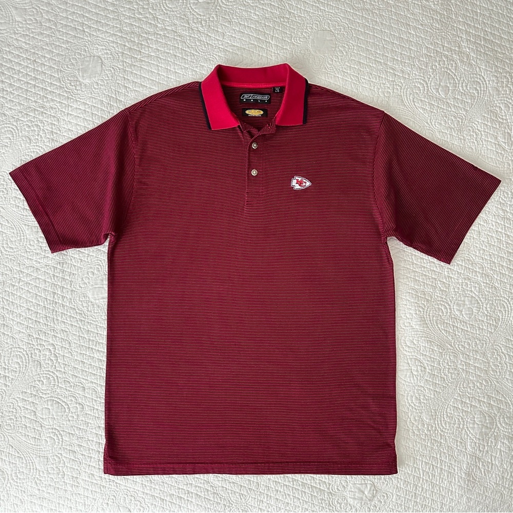 Vintage Y2K Reebok Golf Kansas City Chiefs Men's Polo Shirt Large Striped
